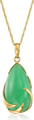 Jade Teardrop Pendant Necklace in 14kt Yellow Gold