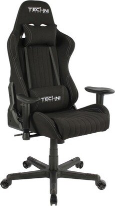 Fabric Ergonomic High Back Racer Style Video Gaming Chair Black