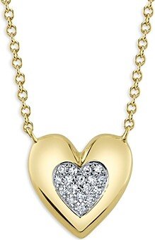 Moon & Meadow 14K Yellow Gold Diamond Heart Pendant Necklace, 17-18