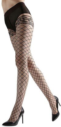 Scroll Sheer Fishnet Tights