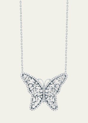 18k White Gold Fireworks Diamond Butterfly Necklace