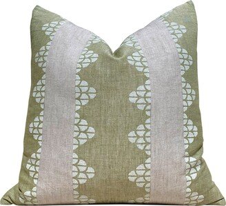 Thibaut Dhara Stripe Pillow Green. Lumbar Striped Green Cover, Euro Sham Geometric Decorative Pillow, Bedding Pillows