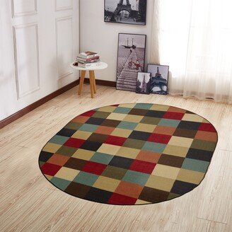 Ottohome Collection Non-Slip Rubberback Checkered Design Indoor Stair Treads/Rugs