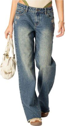 Edikted Women's Doll House low rise washed jeans