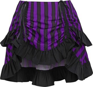 Daisy corsets Women's Purple/Black Striped Ruched Bustle Skirt-AA