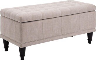 Homcom Fabric Storage Ottoman Shoe Bench Tufted Stool Lift Top Home Furniture