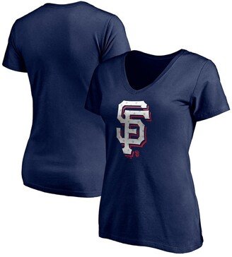 Women's Branded Navy San Francisco Giants Red White and Team V-Neck T-shirt