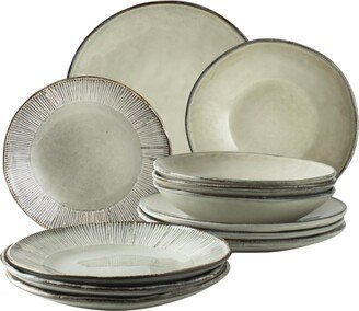 Dutch Rose Amsterdam Organic 12 Piece Dinnerware Set, Service for 4