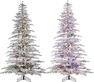 7.5ft Tree Company Full Flocked Mountain LED Pre-Lit Pine Artificial Christmas Tree