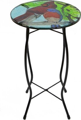 Northlight 19 Blue and Red Cardinal Glass Patio Side Table