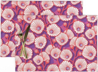 Modern Floral Placemats | Set Of 2 - in Bloom Large Scale By Heidi-Abeline Abstract Flower Bright Summer Cloth Spoonflower