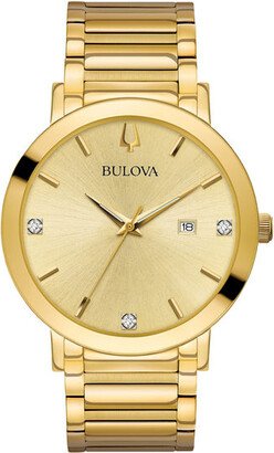 Men's Bulova Modern Diamond Accent Gold-Tone Watch with Champagne Dial (Model: 97D115)