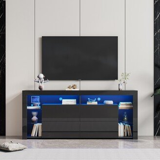 TOSWIN LED TV Stand with Storage Cabinets and Adjustable Lights, Ideal for Living Room and Bedroom