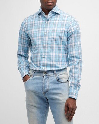 Men's Cotton Plaid Dress Shirt-AF