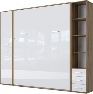 INVENTO Vertical Wall Bed with 2 cabinets and mattress 63 x 78.7