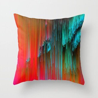 Nice Day for a Walk - Abstract Glitchy Pixel Art Throw Pillow