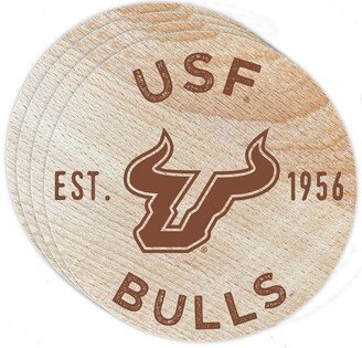 R & Imports South Florida Bulls Wood Coaster Engraved 4-Pack