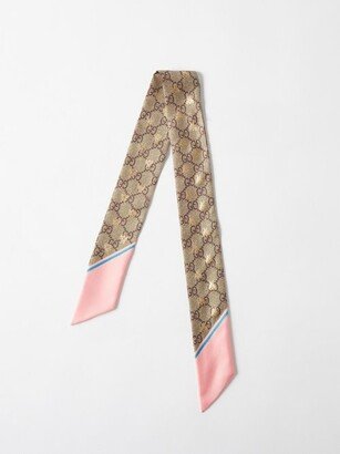 GG And Bee-jacquard Silk-faille Scarf