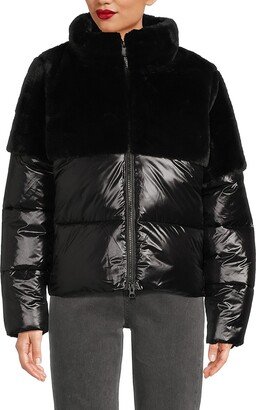 Vanity Mixed Media Faux Fur Puffer Jacket