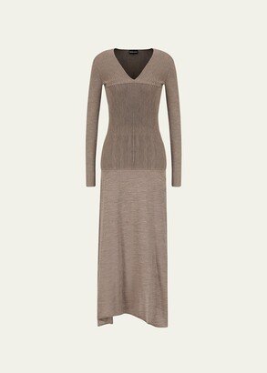 Long-Sleeve Ottoman Knit Maxi Dress