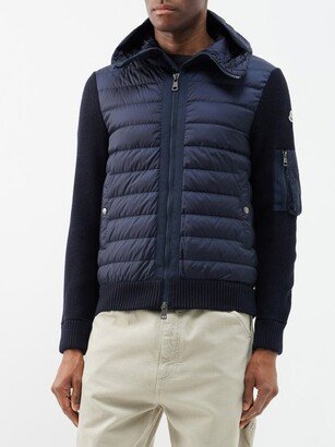 High-neck Quilted Wool-blend Down Jacket