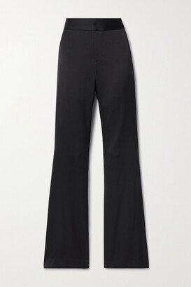 Deanna Stretch Duchesse-satin Straight-leg Pants - Black