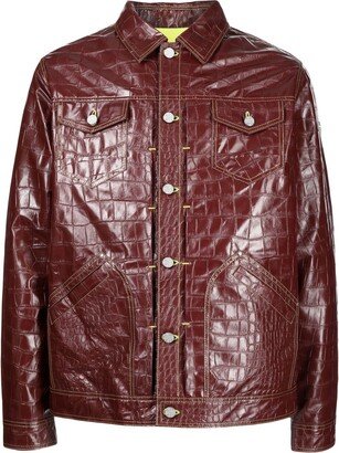 Palmer Crocodile-Effect Faux Leather Jacket