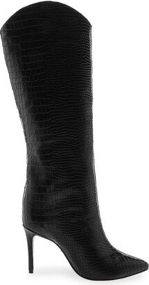 Maryana Croc-Embossed Leather Knee-High Boots