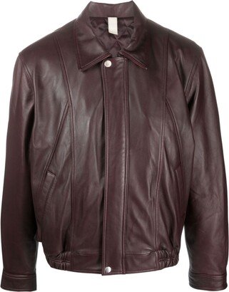 Panelled Leather Bomber Jacket