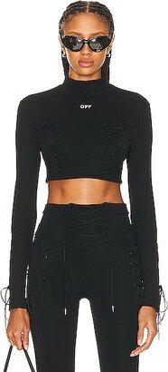 Long Sleeve Crop Top in Black