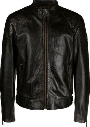 Stand-Up Collar Leather Jacket