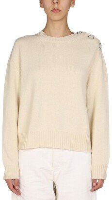 Button Detailed Crewneck Knit Jumper