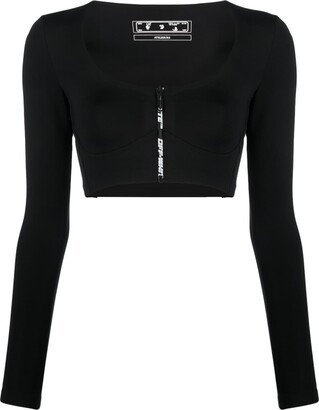 Logo-Zip Cropped Top