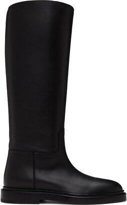 Black Asymmetric Riding Boots