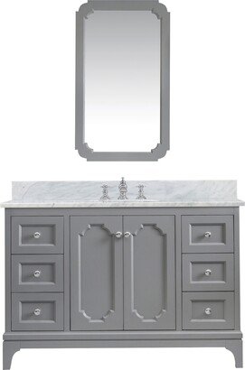 Queen Carrara White Marble Countertop Vanity with Mirror and Faucet