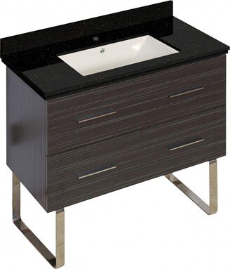 36-in. W Floor Mount Dawn Grey Vanity Set For 1 Hole Drilling Black Galaxy Top Biscuit UM Sink