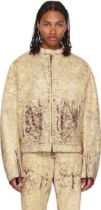 Beige L-Alan Leather Jacket