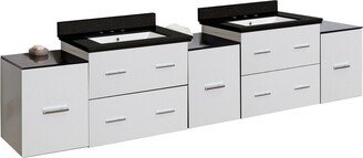 88.5-in. W Wall Mount White Vanity Set For 3H8-in. Drilling Black Galaxy Top White UM Sink