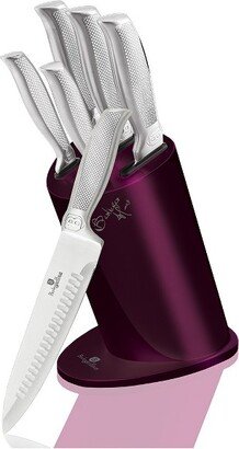 Berlinger Haus 6 Piece Set Kitchen Knife Set w/ Stainless Steel Block & Ergonomic Handles, Laser Cut Blade Sharpness, Chef Quality, Purple