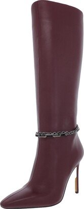 Felinda Womens Leather Stiletto Knee-High Boots