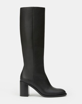 Calfskin Leather Heeled High Boot