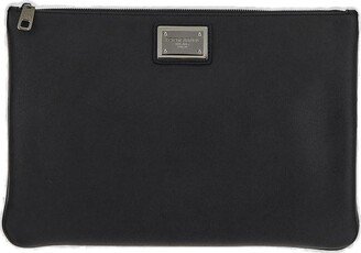 Logo Plaque Zipped Clutch Bag-AF