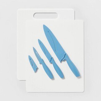 5pc Poly Cutting Board and Knife Set