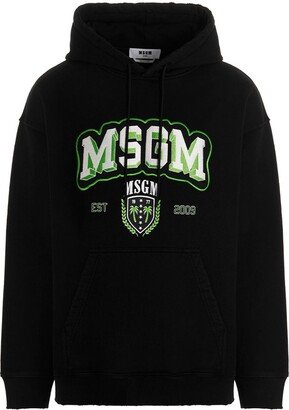 Logo-Printed Drawstring Hoodie-AJ