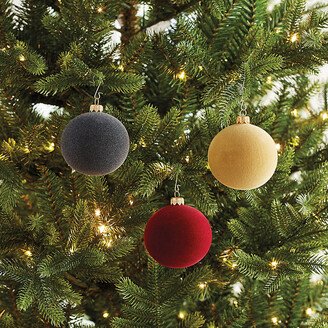 Set of 4 Velvet Ball Ornaments Gray