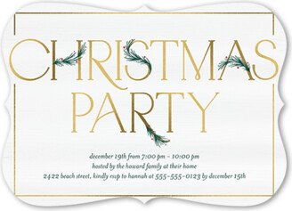 Holiday Invitations: Art Deco Evergreen Holiday Invitation, White, 5X7, Christmas, Matte, Signature Smooth Cardstock, Bracket