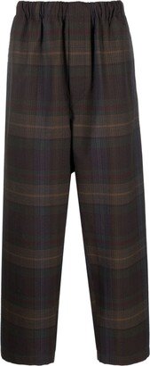 Plaid-Check Tapered Trousers