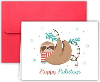 Paper Frenzy Holiday Sloth Christmas Cards and Envelopes - 25 pack