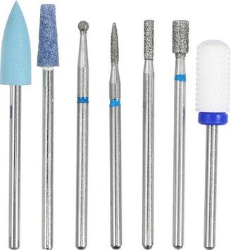 Unique Bargains Emery Nail Drill Bits Set for Acrylic Nails 3/32 Inch Nail Art Tools Shapen Tool 40.5mm Length Blue 7 Pcs