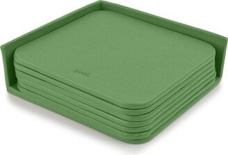 Godi. Large Leather Coasters - Set Of 6 - Sea Green